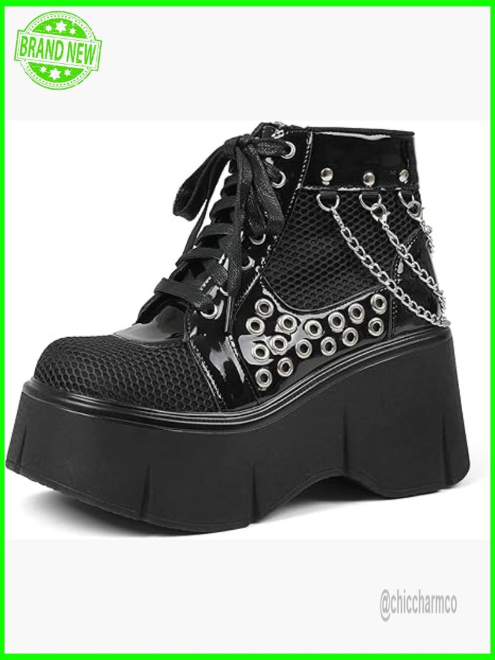 Wedge Platform Combat Ankle Booties Lace Up Chunky Heel Goth Punk Shoes